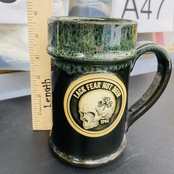 Zero Foxtrot Stoneware Coffee Mug Hate Fear Not Beer Skull Stoneware Rare USA - Picture 6 of 6